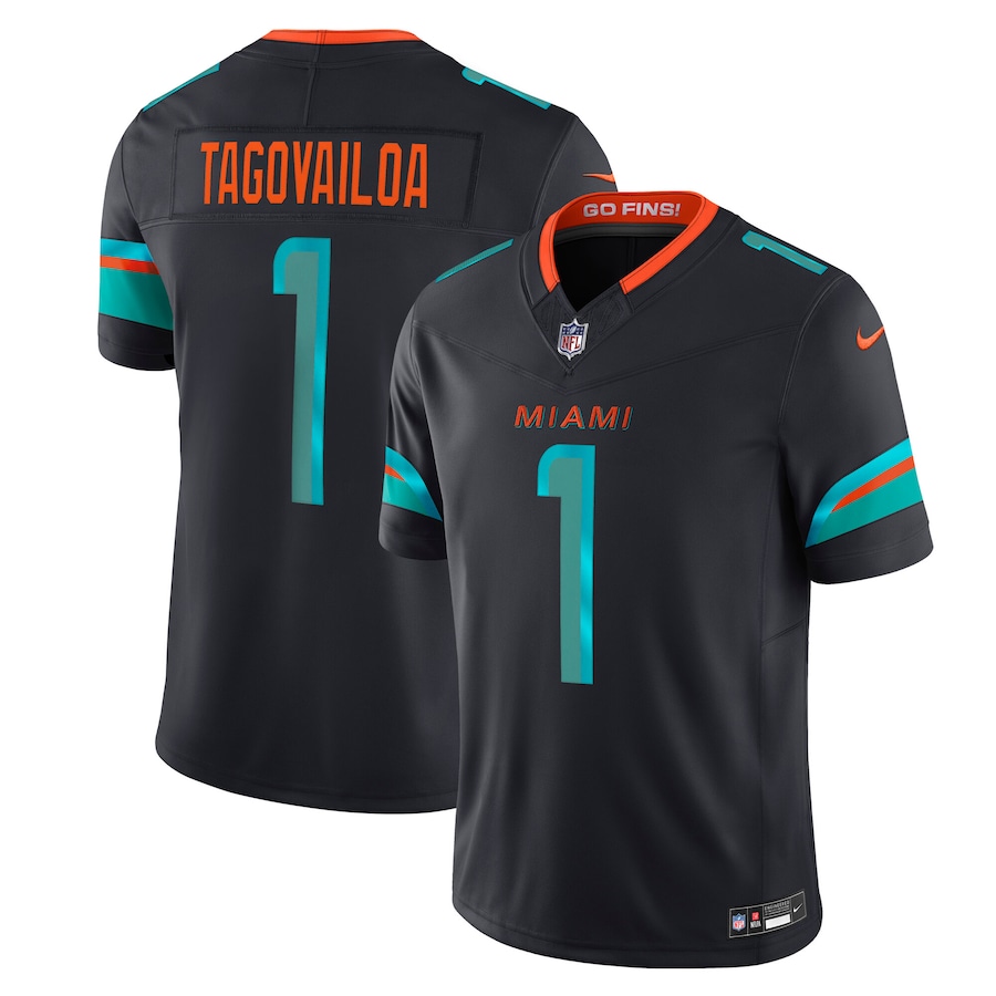 Men Miami Dolphins #1 Tua Tagovailoa Nike 2025 Blue Limited Nike NFL Jersey